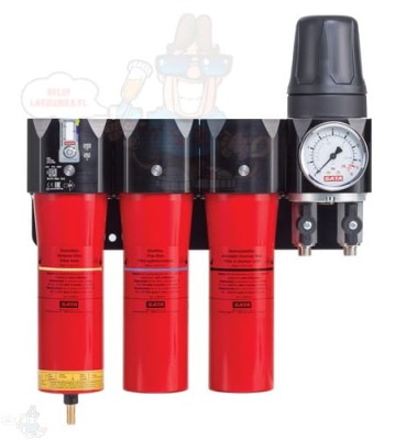 SATA Filtr 584 trzystopniowy, z tuleją z brązu spiekanego, filtrem dokładnego oczyszczania, filtrem węglowym oraz regulatorem ciśnienia, z podwójnym modułem przyłączeniowym 1099953